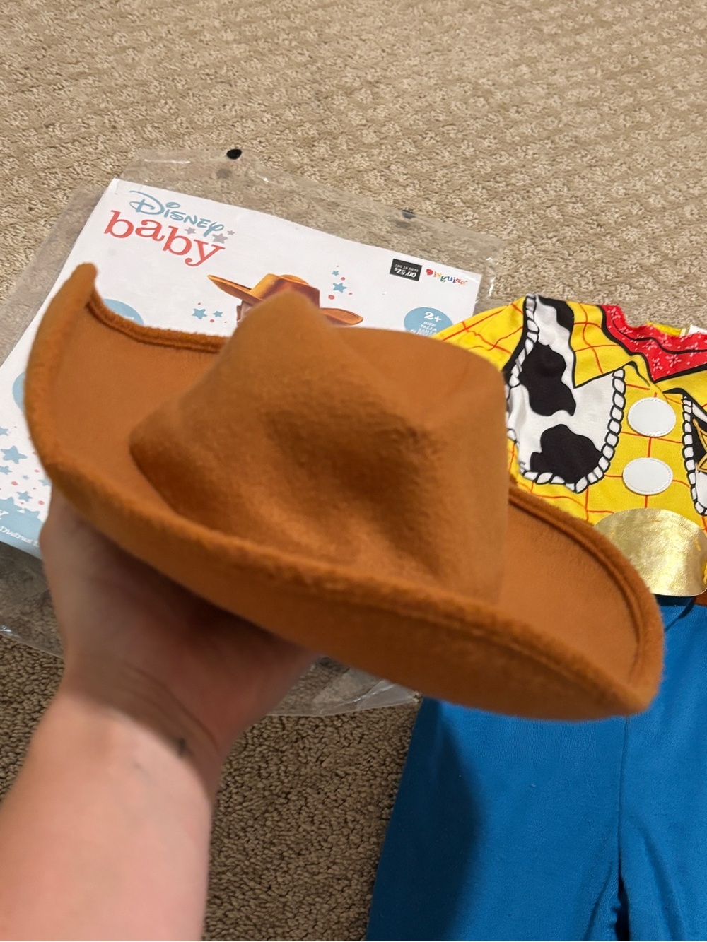 2T Disney Woody Toddler Cowboy Costume in Yellow, Blue & Brown - Picture 5 of 5